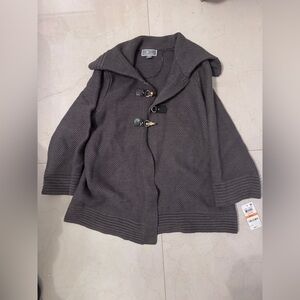 Gray Knit Toggle Cardigan